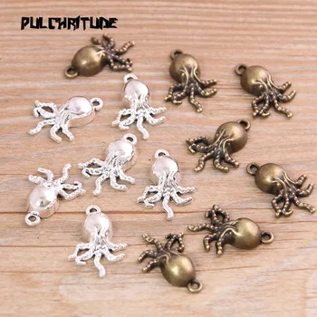 

20PCS 15*21mm New Product Two Color Octopus Charms Animal Pendant Jewelry Metal Alloy Jewelry Marking