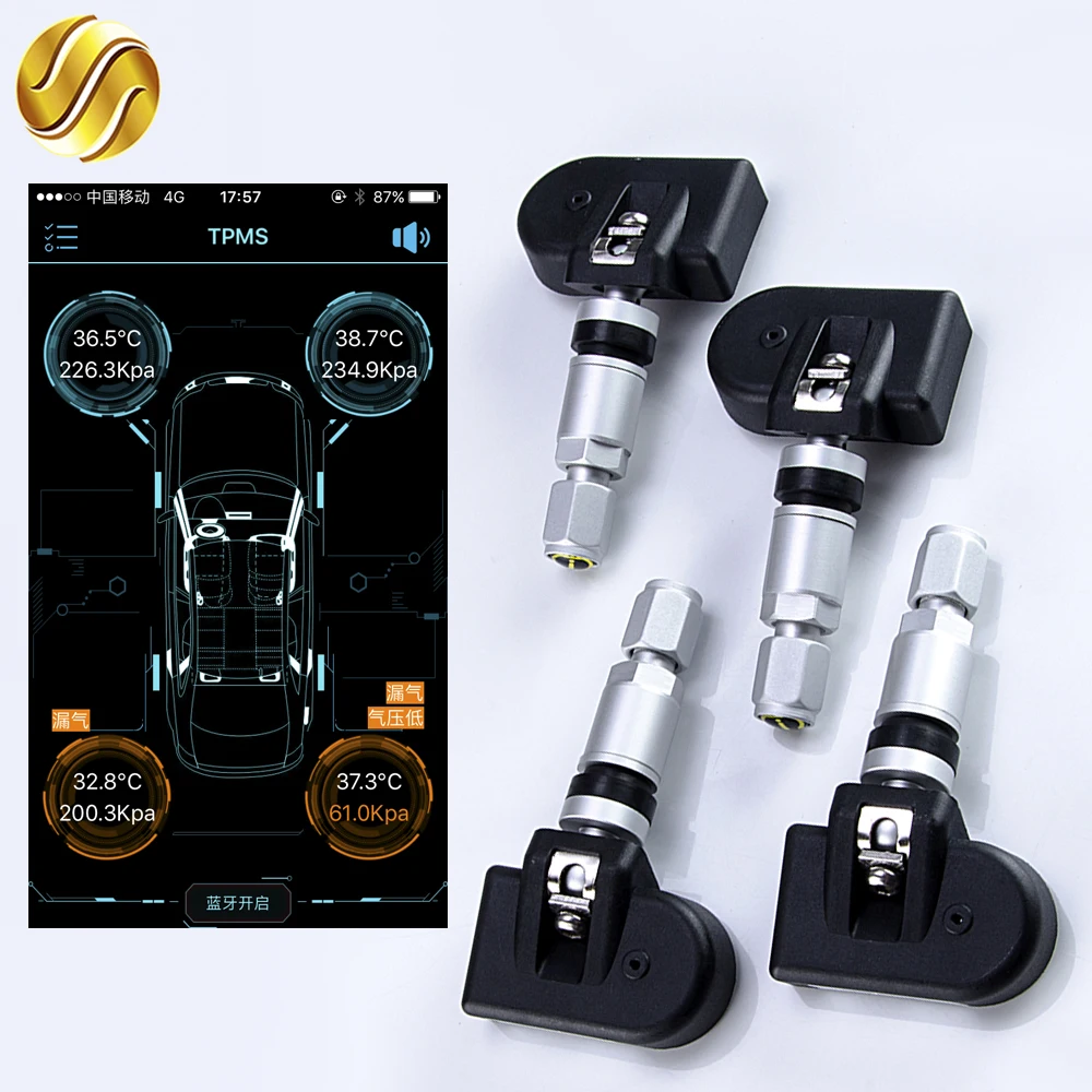 

Viecar Car Tire Pressure Alarm System TPMS Monitoring Gauge Bluetooth APP Display Tyre Built-in Sensor Android IOS