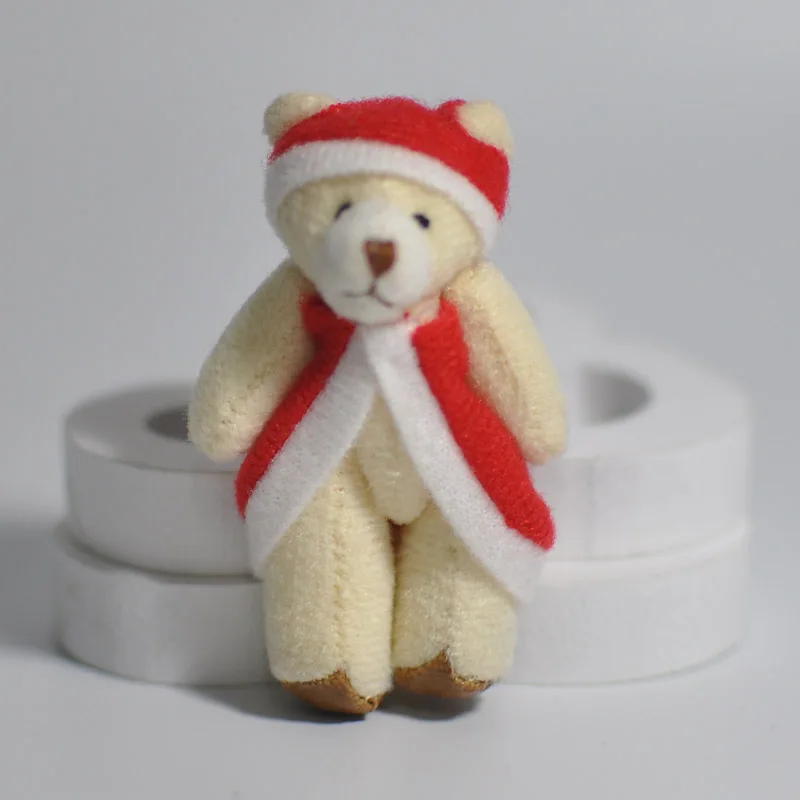 Mini Jointed Teddy Bears Plush Toys Small Joint Christmas Bear Dolls Key Bag Pendants Xmas Promotional Gift 6cm 50pcslot (7)