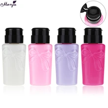 Monja, 230 мл, бутылка для надавливания ногтей, пластиковая, с бантом, жидкий спирт, пресс для снятия лака, Диспенсер, очиститель, многоразовый инструмент для маникюра