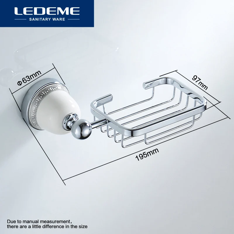 LEDEME мыльница настенные Керамика базы мыльница Chrome Аксессуары для ванной комнаты Алюминий оборудование для ванной L3602-1