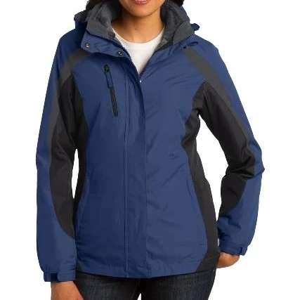 Port Authority L321 Ladies Colorblock 3-in-1 Jacket Admiral Blue Black & Magnet Grey - Small (1)