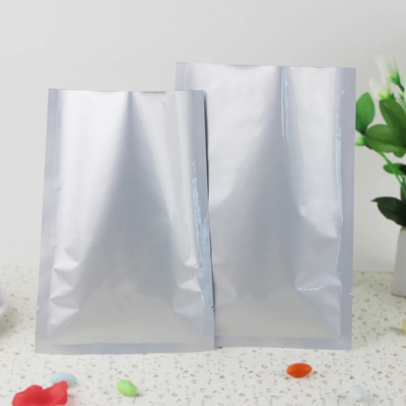 

200pcs/lot, 8x12cm Pure aluminium bag - silver white purity foil plastic pouch heat seal, smell proof package food storage sack