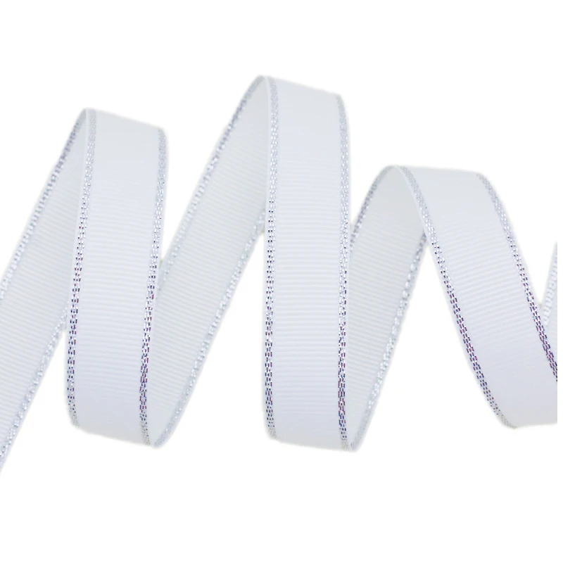 

(10 yards/lot) Silver Edged Grosgrain Ribbon Wholesale Gift Wrapping Christmas ribbons