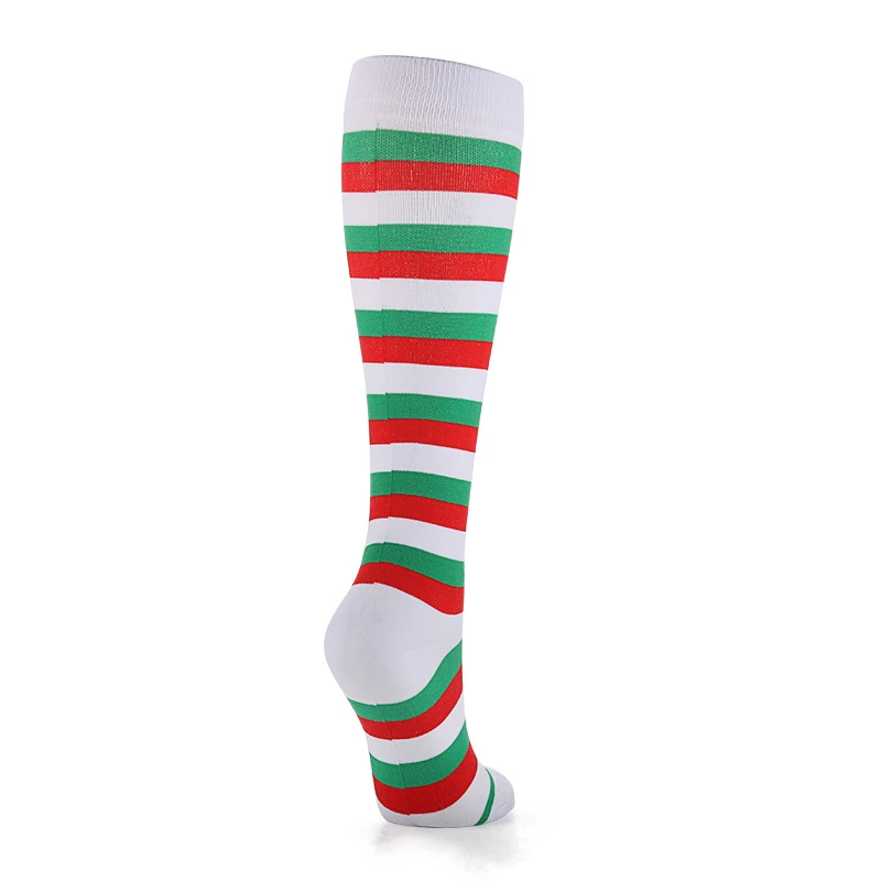 Компрессионные носки для мужчин и женщин, серия рождественской елки, Санта Клаус, длинные чулки для бега, велоспорта, варикозное расширение, нейлон - Цвет: 71 Red white green2