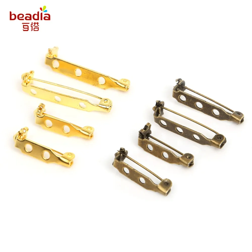 30PCs 21x5mm(2 Holes) 27x5mm(3 Holes) Safety Pins Brooch Connectors Findings Gold/Bronze Color For DIY Clothing Craft Supplies