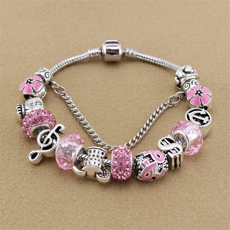 

Four Kinds of Color Beads DIY Charm Pan Bracelets Bangles Luxury Famous Brand Women Jewelry best friend Beaded Bracelet