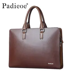 Padieoe из натуральной кожи роскошные Для мужчин плеча 14-дюймовый ноутбук сумка дизайнерский бренд Бизнес Для мужчин Портфели Офисные Сумки