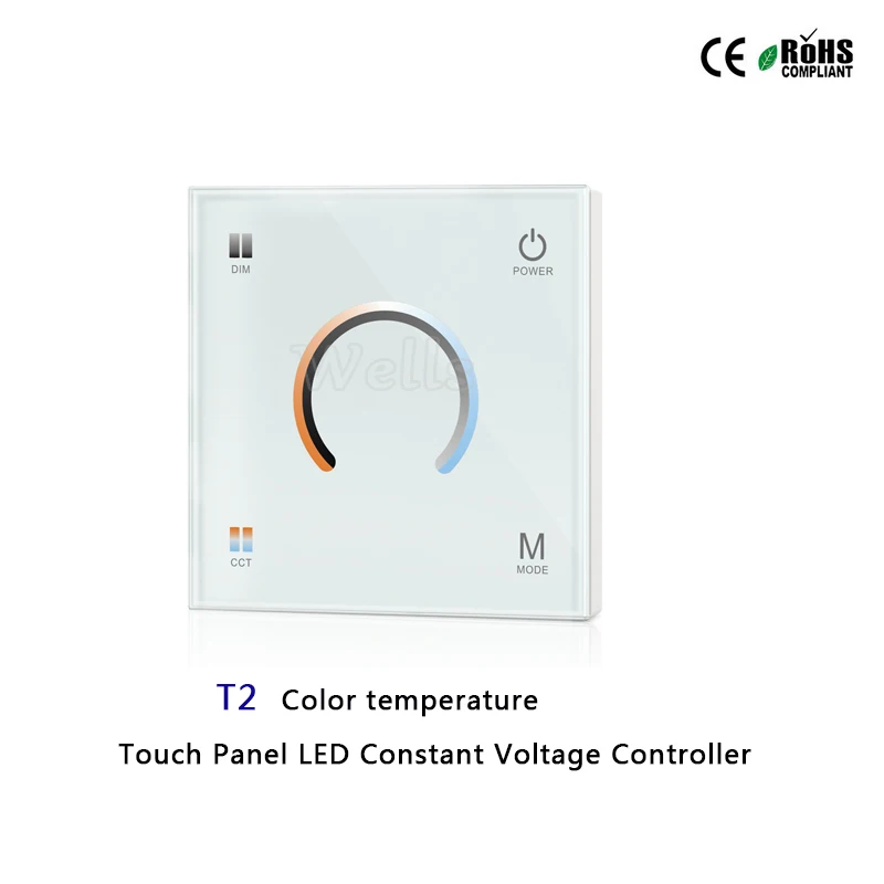 T1/T2/T3/T4 2,4G настенный сенсорный Панель светодиодный постоянного Напряжение контроллер для одного цвета/цветовая температура/RGB/RGBW светодиодный полосы