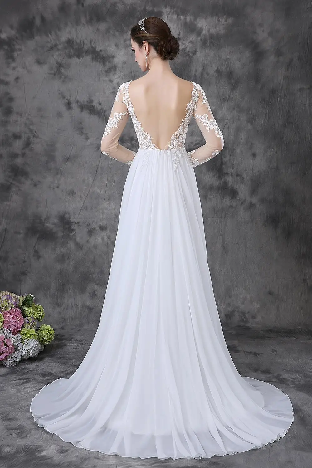 Wedding Dress Lace Sleeves Low Back Carley Connellan