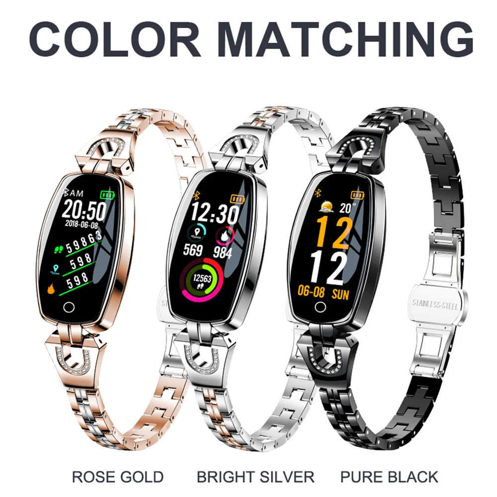 Luxury Women Smart Wristband Heart Rate Monitor Blood Pressure Bracelet Fitness Tracker IP67 Waterproof Band Best Gift for Girl Luxury Women Smart Wristband Heart Rate Monitor Blood Pressure Bracelet Fitness Tracker IP67 Waterproof Band Best Gift for Girl