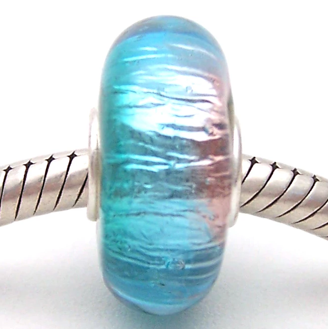 

PJG962 100% S925 Sterling Silver Beads Murano Glass beads Fit European Charms Bracelet charms diy jewelry Lampwork GlassBeads