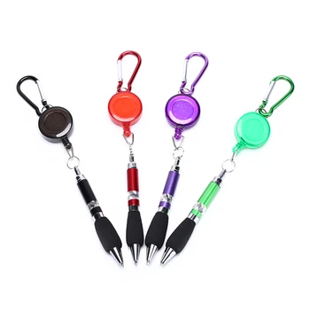 

1PCS Portable Key Holder Pen Golf Pen Score Recording Climbing Buckle Ballpoint Pen Telescopic Random Colors