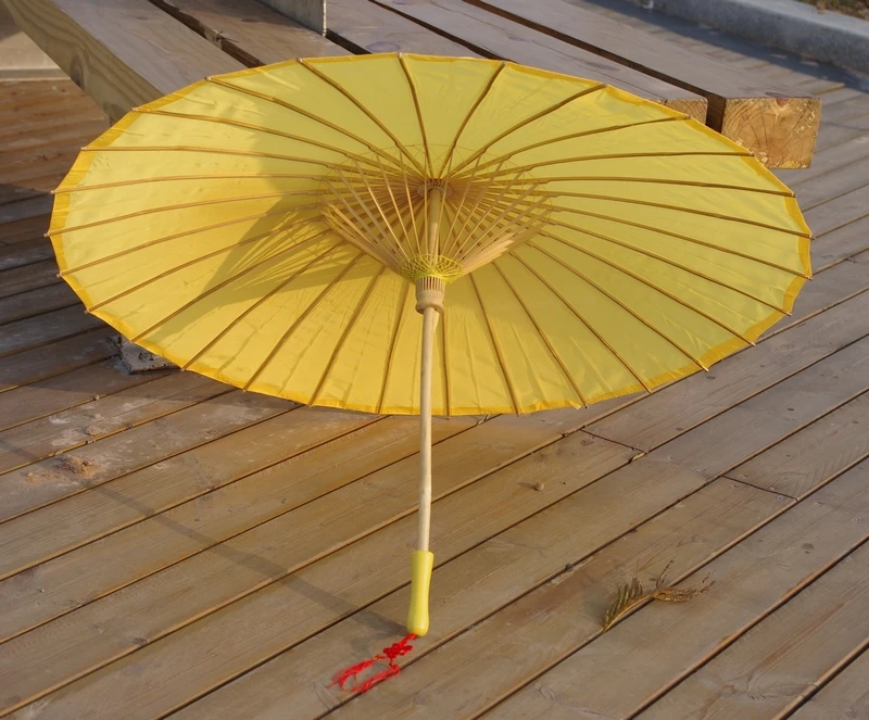 Yellow Plain Fabric Bamboo Parasol/umbrella Great For Wedding Party - Umbrellas - AliExpress
