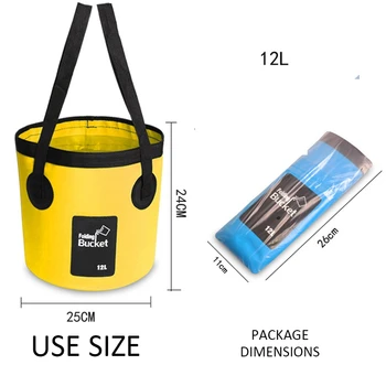 

12L PVC Waterproof Bag Outdoors Portable Folding Bucket Car Wash Camping Fishing Bucket 5 Colors