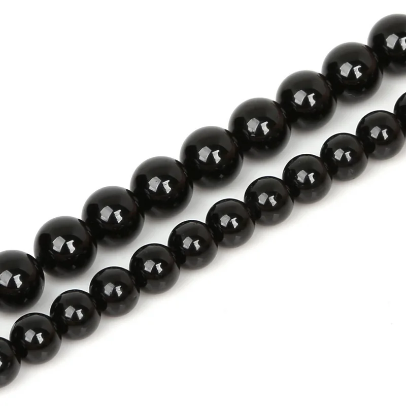  cretsiz Kargo 6mm 8mm Do a Siyah Turmalin Yuvarlak Top Ta Boncuk 