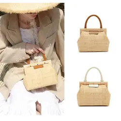 Оригинальный травяной цвет женский Маленький милый деревянный зажим сумка новая ручная сумка для моря высокое качество сумка женская