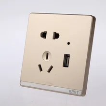 Настенный выключатель, 86 скрытых больших пластин шампанского золота, пять отверстий с usb-разъемом, 10А ПК 220 В