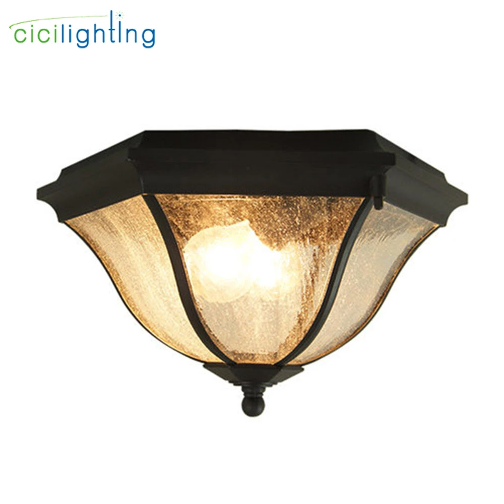 D35cm Outdoor Ceiling Light Flush Mount Fixture Matte Black Seedy Glass Bowl For Bedroom Kitchen Living Room Hallway Bathroom Outdoor Landscape Lighting Aliexpress