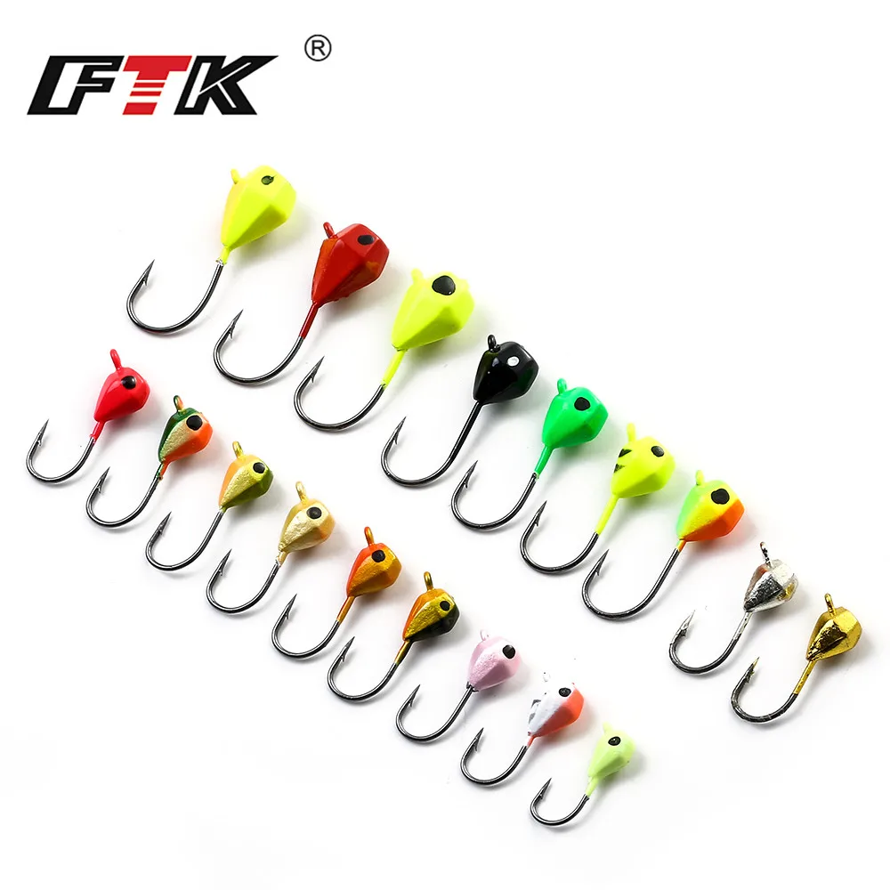 

FTK 30PCS Ice Fishing Hooks Mixed Color Mixed Size Winter High Carbon Steel Overturned Hooks angeln jig hook
