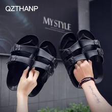 Мужские шлепанцы; летние пляжные шлепанцы; нескользящие Вьетнамки с открытым носком; Мужская обувь; мужские повседневные сандалии на плоской подошве; Уличная обувь; Zapatos Para Hombre