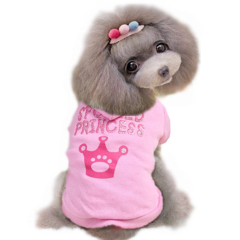 

1 PC Cheap Pet Clothes For Dogs XS,S,M,L Pink Pet Dog Clothes Crown Pattern Puppy Clothing Coat Hooded Cotton T Shirt D19