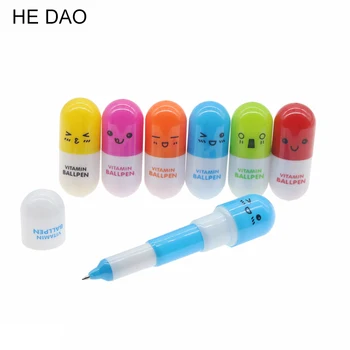 

6 Pcs/lot Telescopic Ballpen Novelty Ballpoint Pen Vitamin Capsule Ballpen Zakka Office Accessories School Supplies