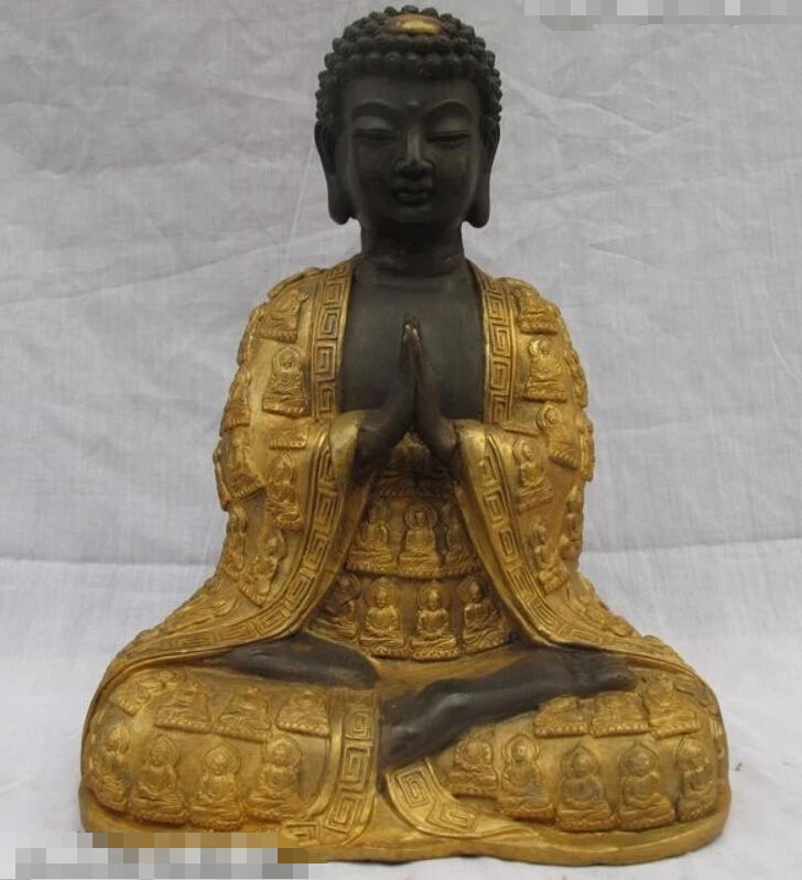 

Tibetan Buddhism Temple Bronze Gilt Tathagata Shakyamuni Buddha statue