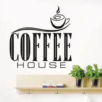 

New arrival Coffee House Quotes Wall Sticker Diy Removable Cute Coffee Cup Wallpaper Kitchen Restaurant Vinyl Wall Decals