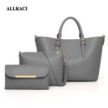 ALLKACI 3 комплекта женская сумка на плечо сумка-тоут кошелек кожаная женская сумка-мессенджер роскошные сумки женская дизайнерская сумка на плечо 5051