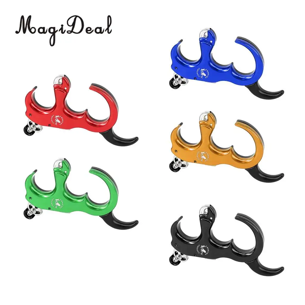 

MagiDeal 3 or 4 Finger Archery Compound Bow Release Aid Thumb Grip Target 5 color