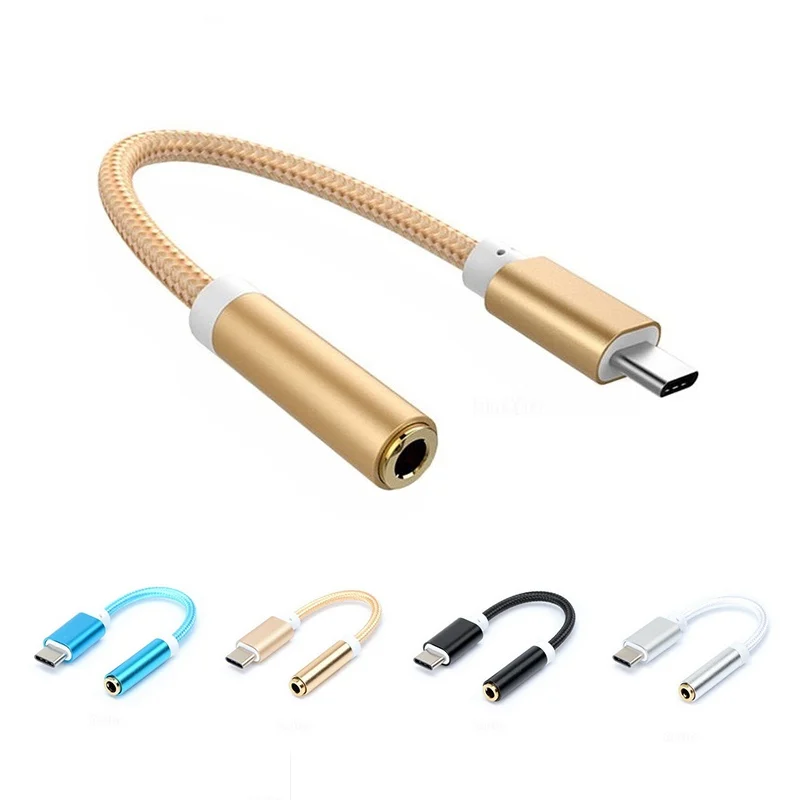 

Type-C to 3.5mm Earphone cable Adapter Headphone Audio Adapter Plug Phone Cable USB 3.1 Type C Male to 3.5 AUX Audio Female Jack