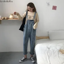 AreMoMuWha/джинсы для детей, весна, новая Корейская версия, тонкие свободные штаны, комбинезон, красный, с высокой талией, для девочек, QX608