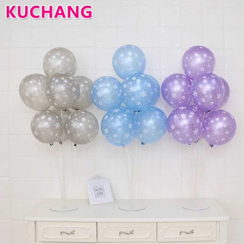 

10pcs/lot 12inch Glitter Silver Blue Snowflake Diamond Latex Balloons Winter Christmas Wedding Baby Birthday Party Decor Prop