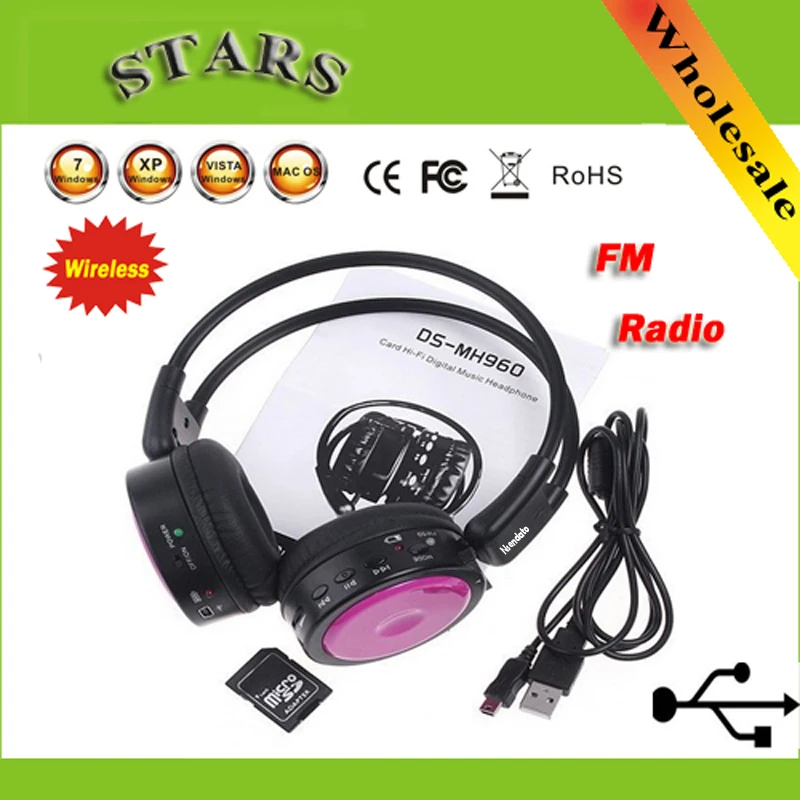 

Fashion Headphones Earphones Stero Wireless Headphone FM SD/TF Music Player wireless headsets