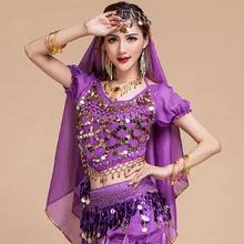 Топ для танца живота, рубашка для танца живота, костюм для танца живота, Костюмы Для Болливуда, танцевальные рубашки с коротким рукавом, топ с блестками, бюстгальтер