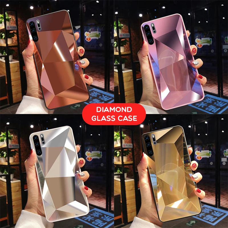 

3D Diamond Mirror Case For Huawei P30 Lite P20 Pro Cover For Huawei P Smart Y6 Y7 Pro Y9 2019 Mate 20 10 Lite Coque Funds