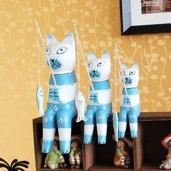 

SET CAT wine cabinet and TV cabinet partition decorated with creative birthday gifts wood sculptures room