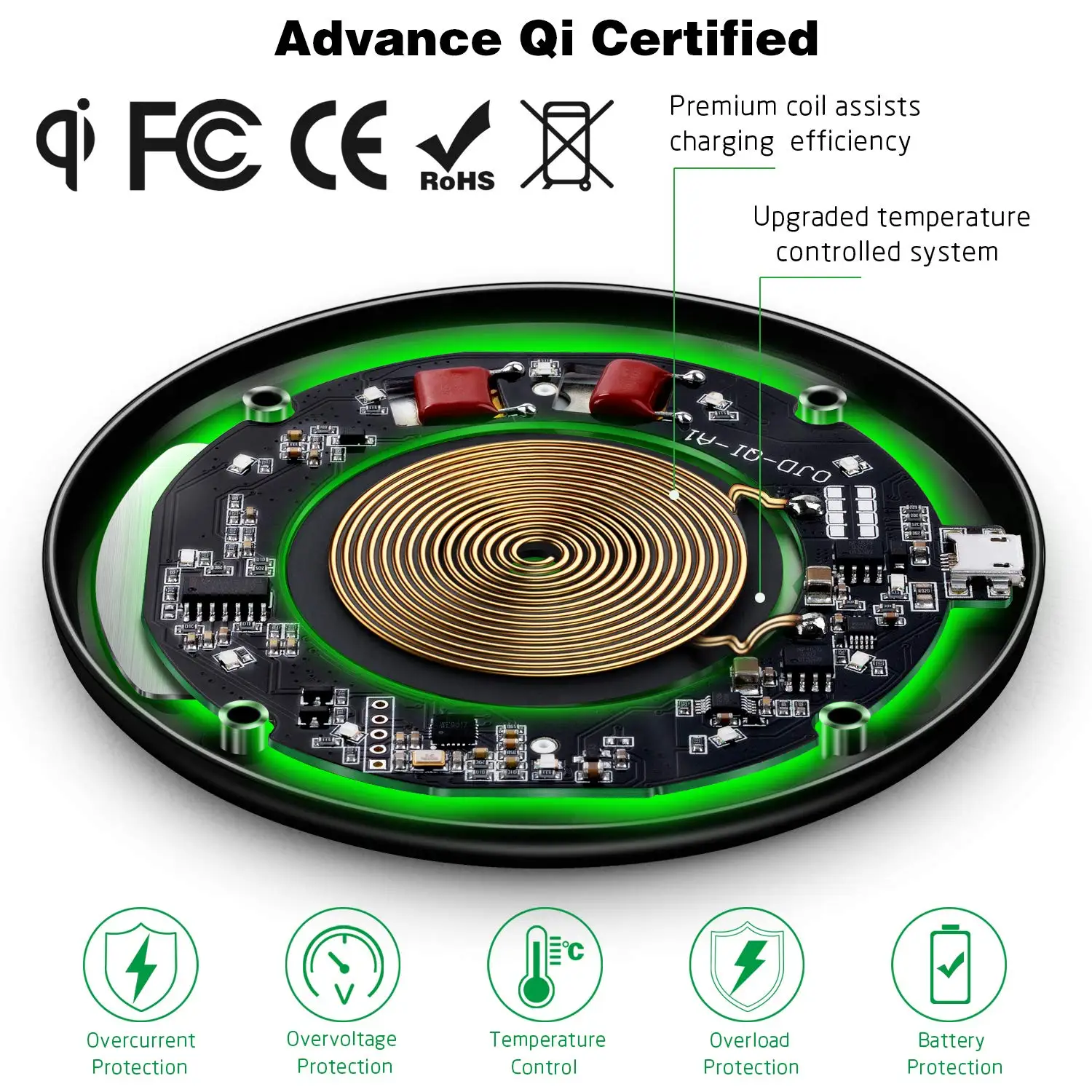 NTONPOWER Qi Беспроводной Зарядное устройство приемник для iphone Android Быстрая зарядка Беспроводной Зарядное устройство 10/7. 5/5W адаптер объектива для камер Micro Тип usb-C Зарядное устройство Pad катушки