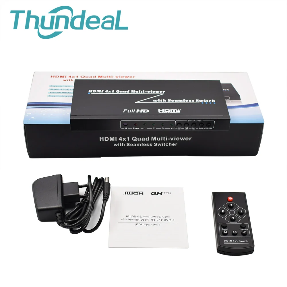 HDMI коммутатор 4 порта с бесшовным переключателем ИК пульт поддержки 1080P 1.3a