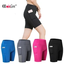 Горячая распродажа Женские шорты с карманом для бега дышащие быстросохнущие фитнес Йога короткие брюки-колготки леггинсы для спорта йоги