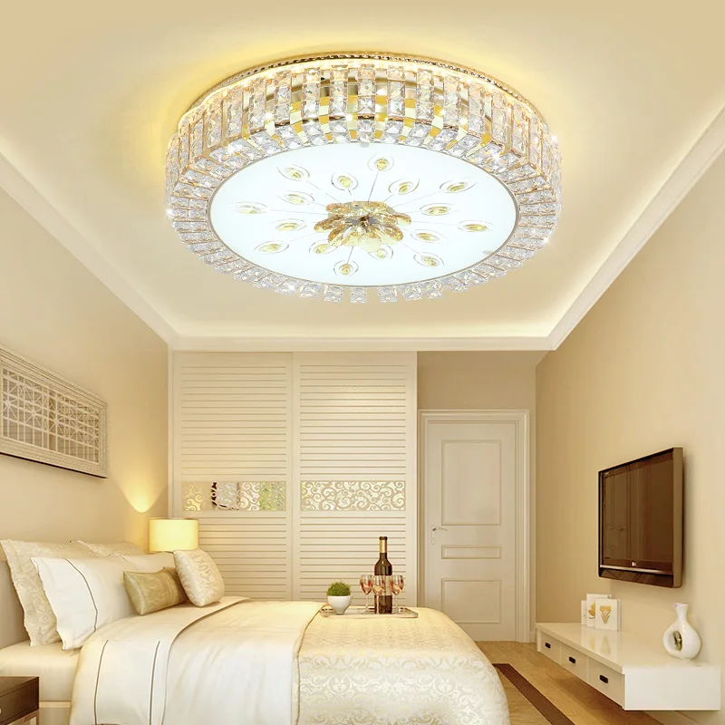 

Bedroom led crystal ceiling lamp warm romantic creative European high-end remote control dimming lamps WF6121019