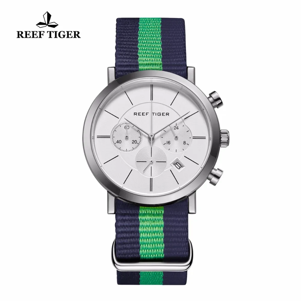 Наручные часы Reef Tiger/RT с нейлоновым ремешком военные наручные хронограф