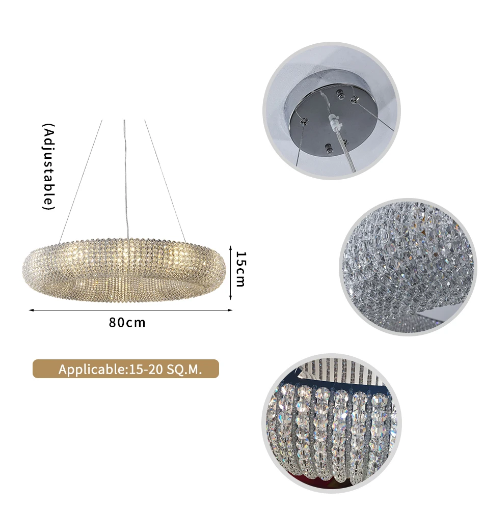 Современная хромированная хрустальная люстра освещение круглое кольцо столовая лампа светодиодные люстры для кухни спальни гостиной
