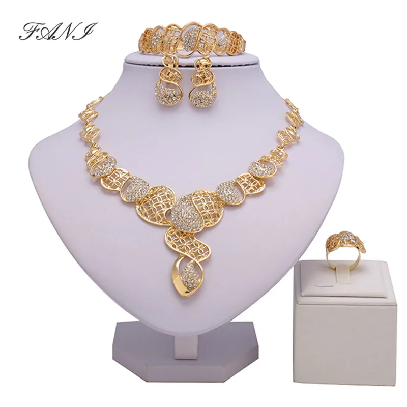 

Fani 2018 new women african jewelry sets Wholesale nigerian colorful jewelry sets Brand Dubai gold jewelry sets women customer