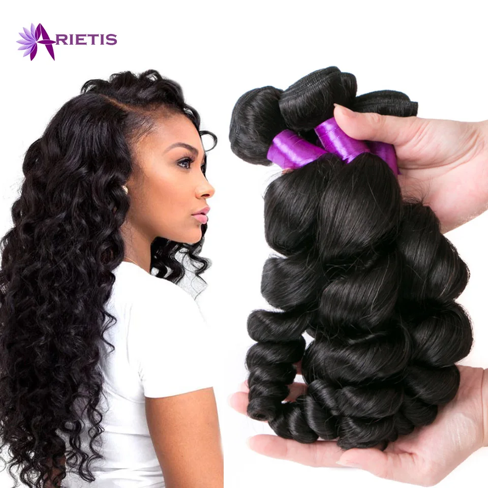 

Grade 8A 4Bundles Loose Wave Virgin Hair 100%Unprocessed Human Hair Weave Bundles European Loose Wave Virgin HumanHair Extension