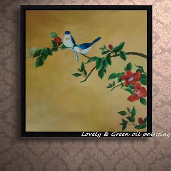 

GIGIZAZA Canvas Picture Hand Painted Oil Painting Red Flower Landscape Wallpaper Mural Modern Art For Living Room Home Decor