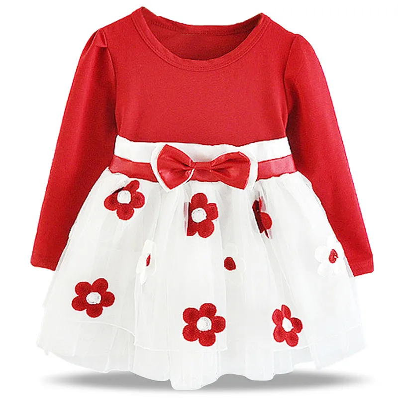 2019 Spring Summer KT Cat Baby Girl Dress Long Sleeve 1 Year Baby Birthday Dress