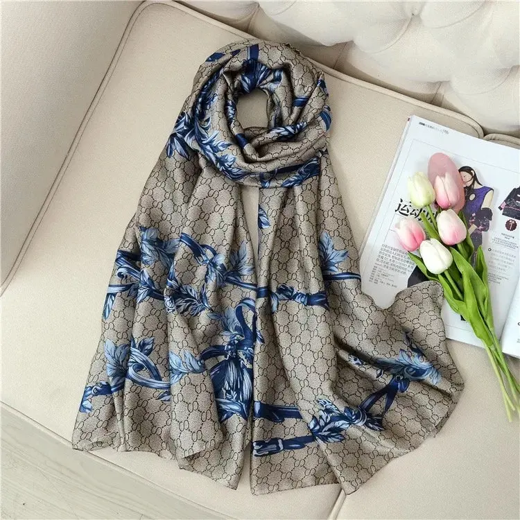 

luxury brand summer women scarf fashion quality soft silk scarves female shawls ladies Foulard Beach cover-ups wraps bandanna