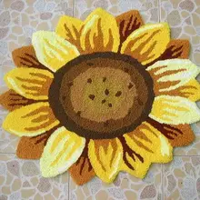 Коврик в форме подсолнуха в цветочек, коврик ручной работы, Противоскользящий коврик, красочный напольный ковер, персонализированные ковры на заказ, напольный коврик 2x2